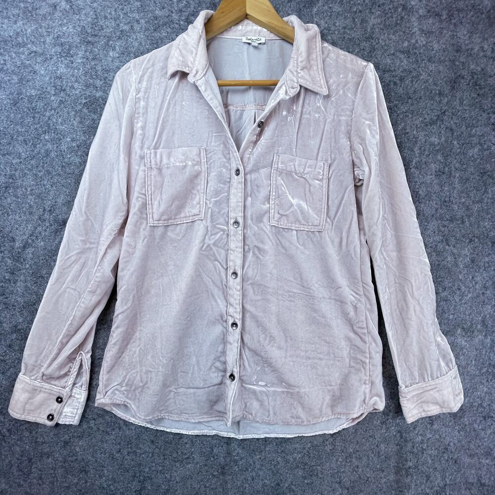 Splendid Velvet Shirt Womens Small Pink Fairy Goth Preppy Country Girl Soft